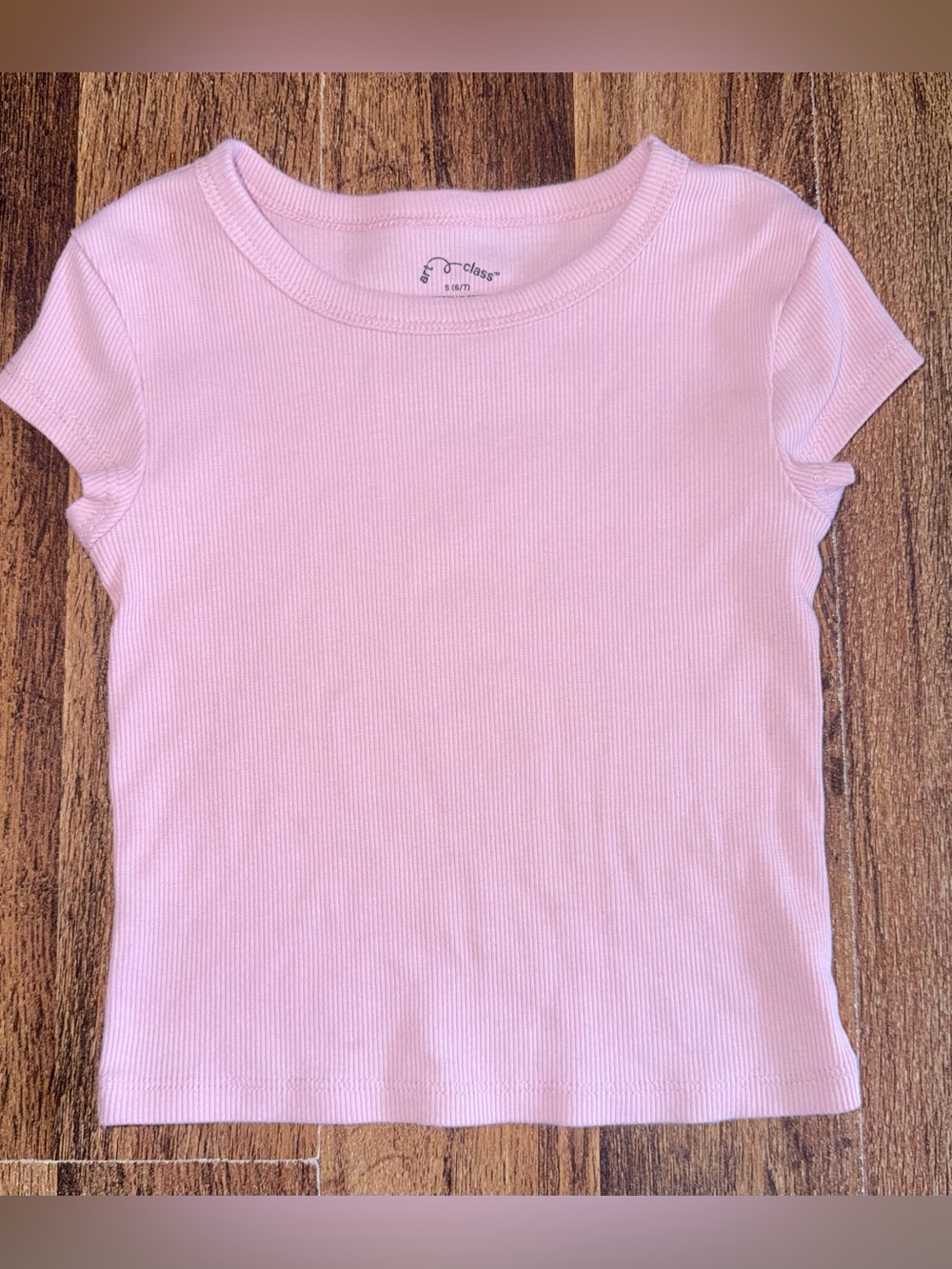 art class Light Pink Ribbed Short Sleeve Tee